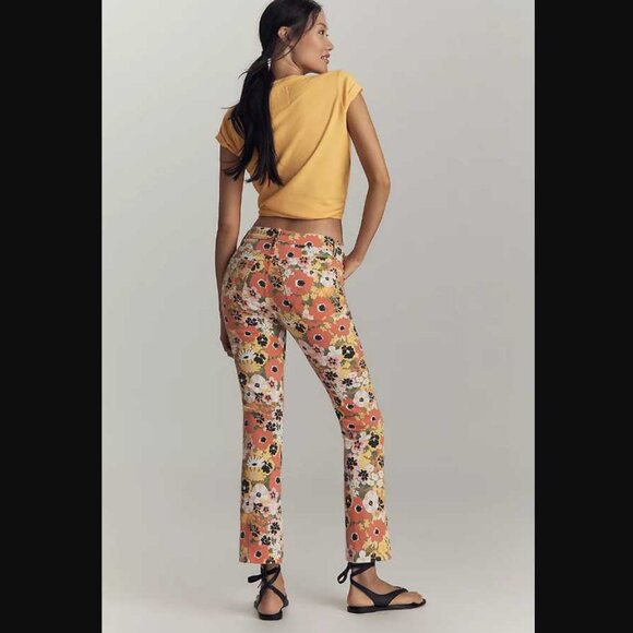 31 Mother x Anthropologie Mid-rise Smokin double flood Flowers Al Fresco jeans - Picture 3 of 11